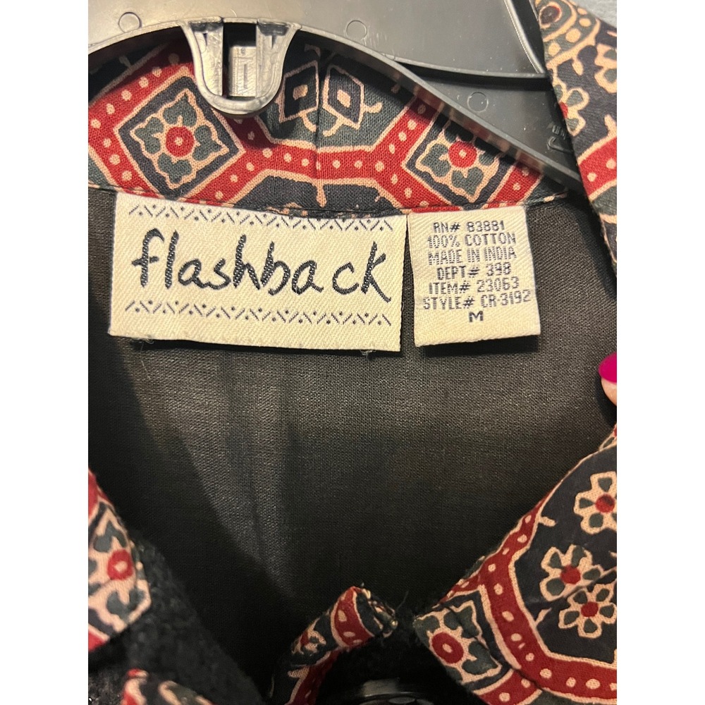 Flashback Folk Patchwork Jacket M, Black Red Boho… - image 4